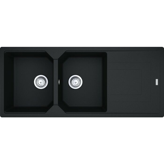 franke UBG 621-116 Urban Lavello 2 vasche incasso/filotop 116 x 50 con gocciolatoio reversibile - nero (ex 114.0582.243)