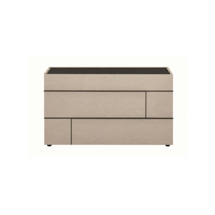 tomasella HASHTAG Chest of drawers 3 drawers in textured | lacquered with textured top | lacquered | glass - 2 sizes - with | without base