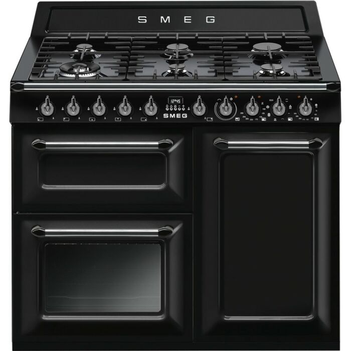 smeg design TR103BL Victoria Annäherung Küche cm. 100 - 6 Gasbrenner + 3 Elektroöfen - schwarz