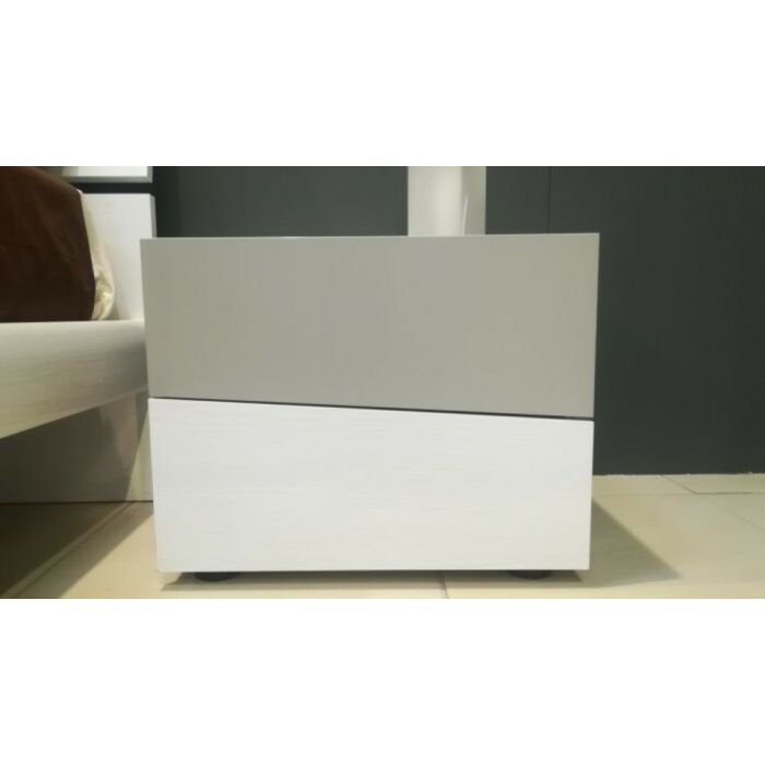 santalucia mobili AMBRA PRATICO Comodino 2 cassetti in laccato | essenza | materico con apertura cassetto laterale