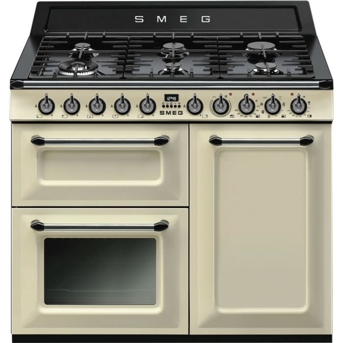smeg design TR103P Victoria Annäherung Küche cm. 100 - 6 Gasbrenner + 3 Elektroöfen - Creme