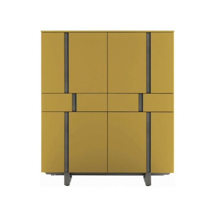 tomasella ATHENA Credenza 4 ante e 2 cassetti in materico | laccato con basamento in metallo