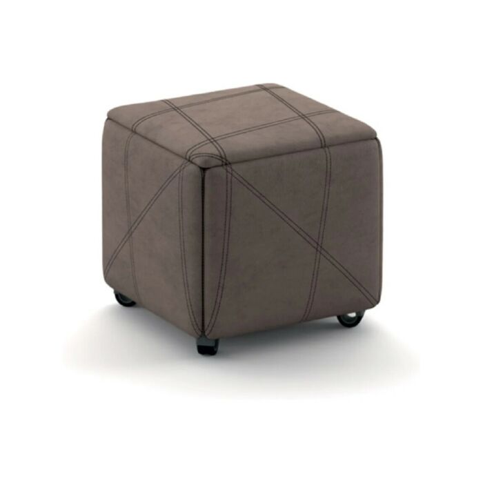 ozzio CUBIX Pouf transformable contenant 4 chaises avec structure en métal peint couleur bronze et revêtement en éco-cuir | velours