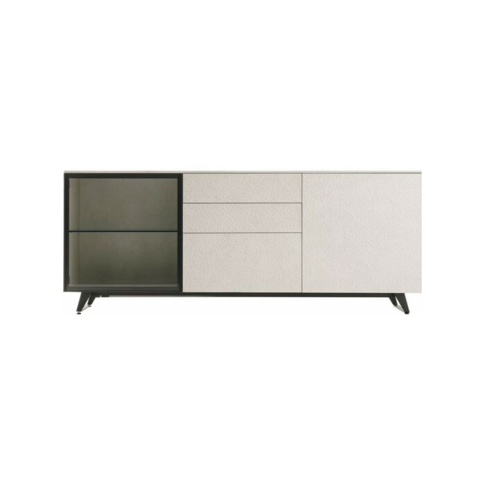 tomasella METROPOLIS A03 Sideboard with 1 glass door with anthracite frame, 2 drawers, 1 chest of drawers and 1 door in material | lacquered | wood