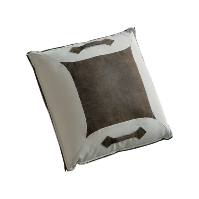 tomasella GIGLIO Hocker / Bodenkissen mit abnehmbarem Bezug aus Stoff | Leinen | Kunstleder | Leder mit Einsatz und Griffen aus Vintage-Öko-Leder