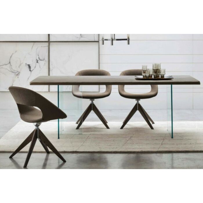  Fixed/extendable table - glass structure with melamine top | solid wood