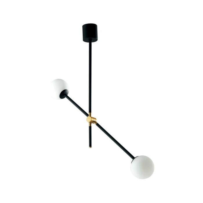 luce ambiente design I-ANTITESI-S2 Antitesi Suspension lamp in black and gold metal - h. 74 cm