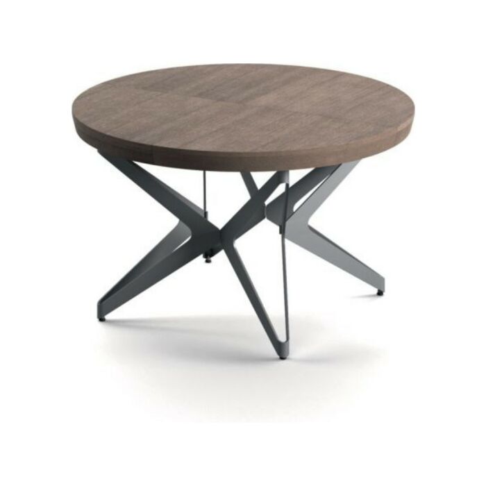 ozzio BIG ROUND Table extensible avec structure en métal et plateau en bois