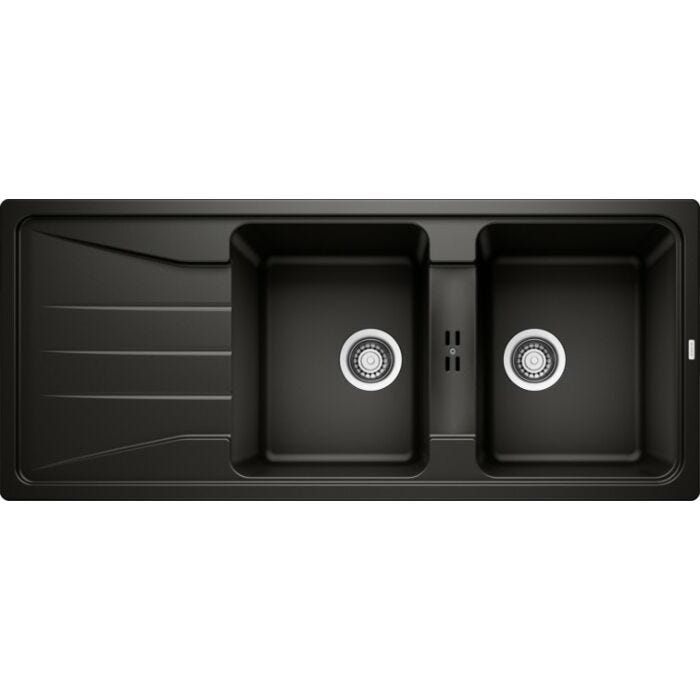 blanco Sona 8 S 2 Schüssel Spüle 116 x 50 mit reversiblem Abtropffläche - schwarz