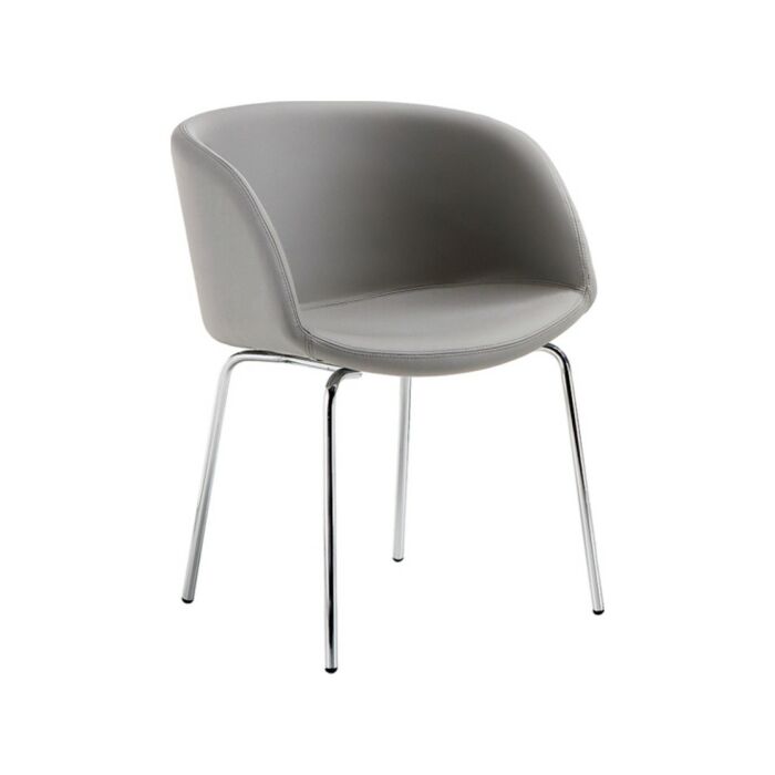 midj SONNY P Fester Sessel mit Holzstruktur | Metall- und Stoffsitz | Haut | Kunstleder
