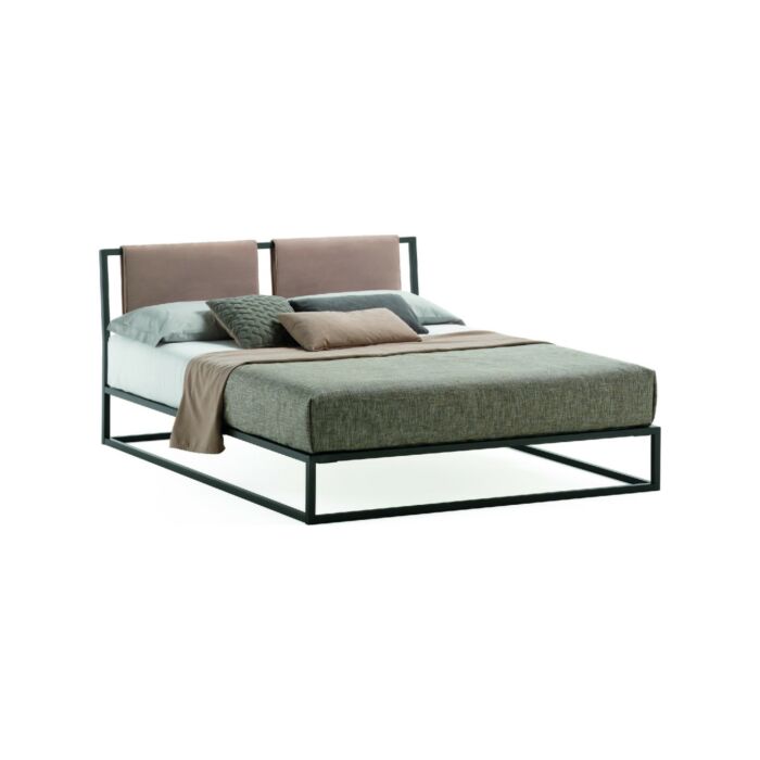 samoa FRAME DOUBLE Match Bedroom Space Double bed with metal frame and reversible fabric headboard | faux leather - optional container