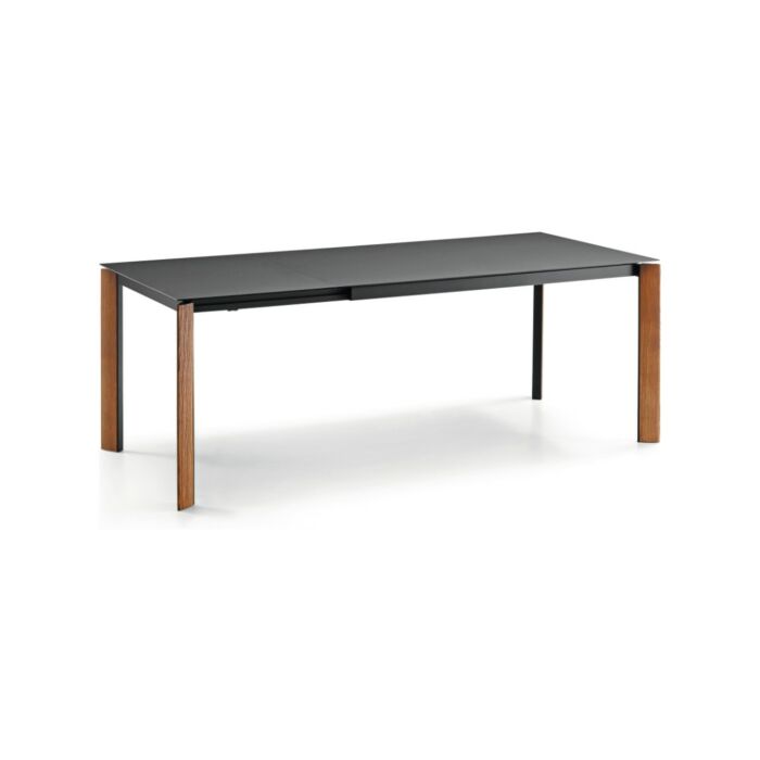 midj BLADE Tavolo allungabile con struttura in metallo, gambe rivestite in massello di frassino e piano in melaminico | MDF | fenix | laminato | impiallacciato | vetro | vetroceramica