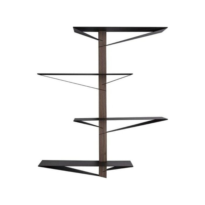 tonin casa ALBATROS Wall bookcase with wooden structure and painted metal shelves