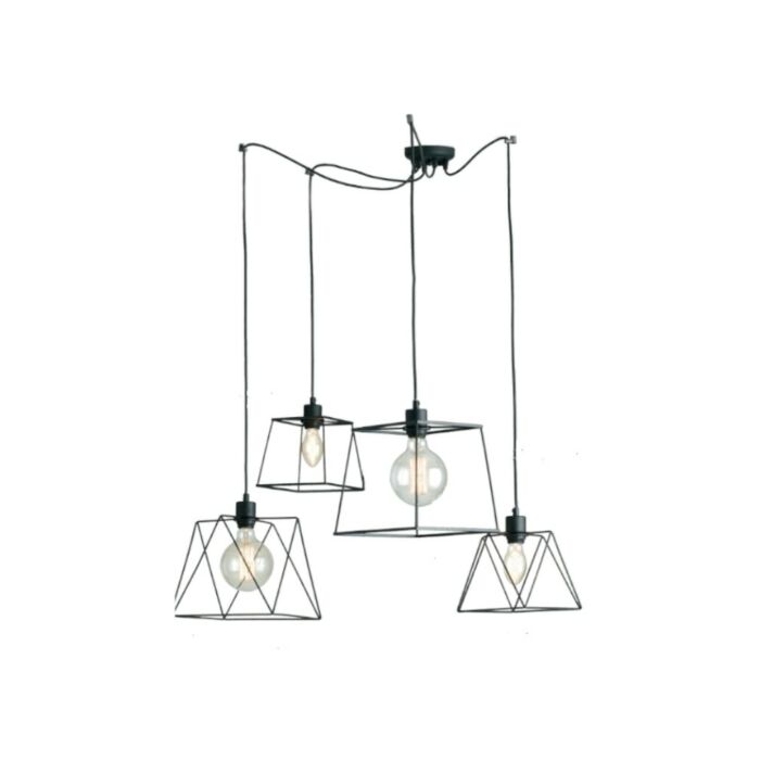 luce ambiente design I-BROOKLYN-S4 Brooklyn Black metal chandelier with geometric suspension shapes