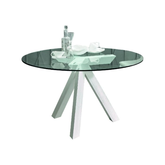 maronese acf RUN TAGLIOSESSANTA Round table - wooden structure | lacquered with glass top
