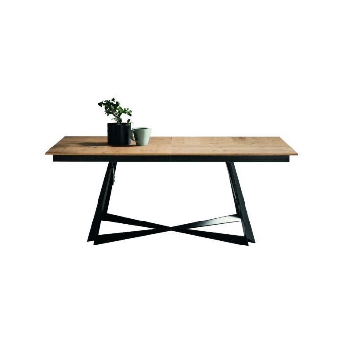 maronese acf POKER TAGLIOSESSANTA Tavolo allungabile con struttura in metallo nero opaco e piano in melaminico | legno impiallacciato