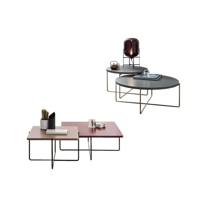 maronese acf EVEN TAGLIOSESSANTA Round coffee table | square with metal structure and melamine top | lacquered | with graphics