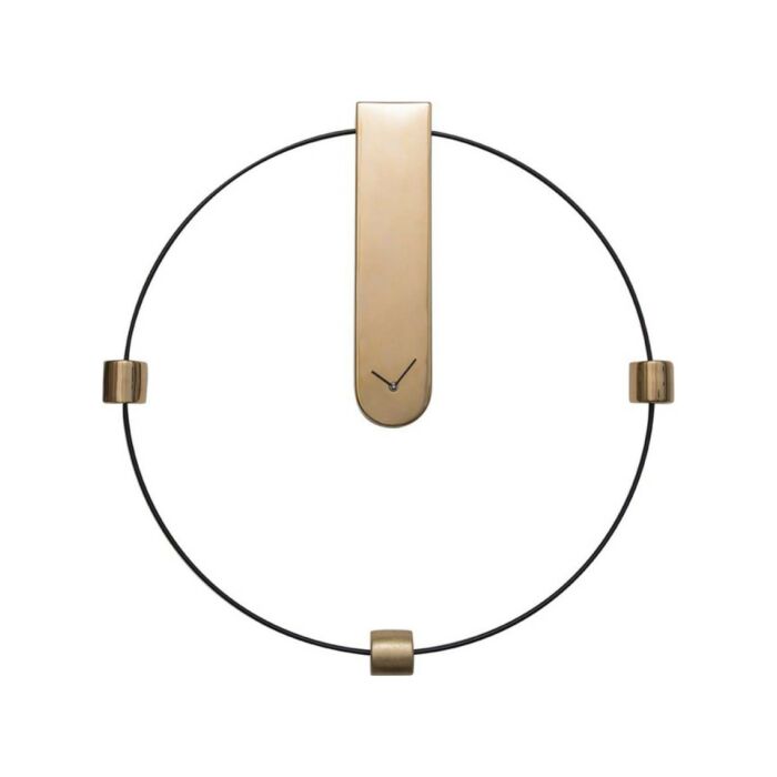 tonin casa MEMO Orologio analogico da parete con lancette e struttura in metallo laccato nero opaco, 4 elementi in ceramica