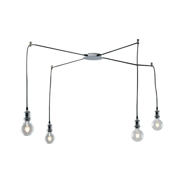 luce ambiente design I-GROOVE-S4 CR Groove Lampadario con cavo in tessuto marrone e portalampade in alluminio
