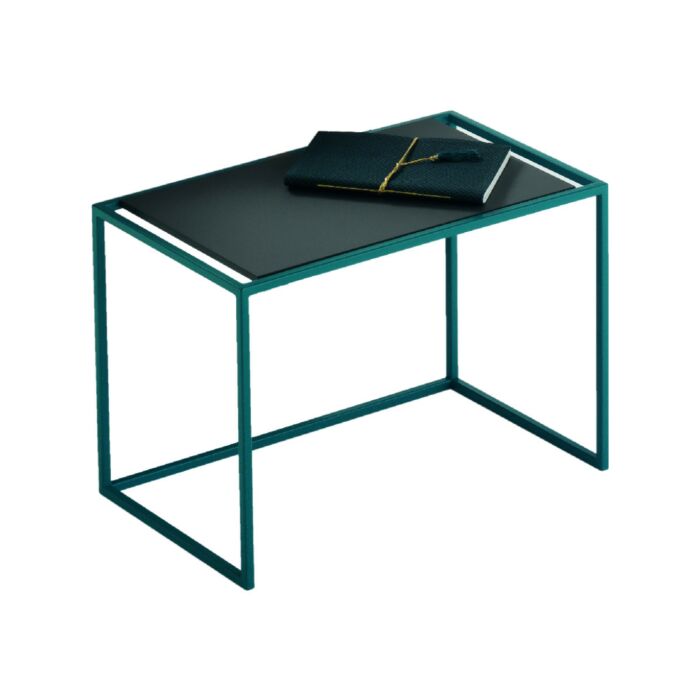 samoa TAVOLINO FRAME MATCH BEDROOM SPACE Tavolino con struttura in metallo laccato e piano antracite opaco con tasca opzionale in tessuto | ecopelle - 2 misure