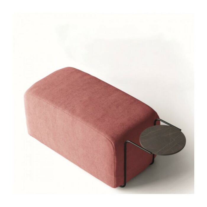 santalucia mobili MONDRIAN HOMY Pouf in tessuto | ecopelle con portariviste | tavolino e profilo in metallo