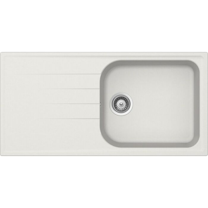 schock Lithos D100L 1 Becken Aufsatz-/Unterbauspüle 100 x 50 mit umkehrbarem Abtropfgestell – neues Aluminiumoxid