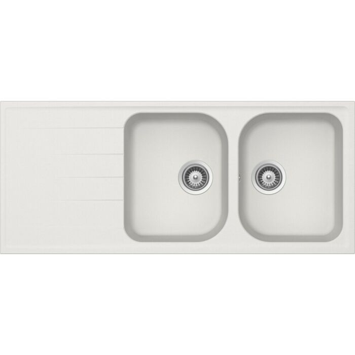 schock Lithos D200 2-Becken-Auf-/Unterbauspüle 116 x 50 mit umkehrbarem Abtropfgestell – neues Aluminiumoxid