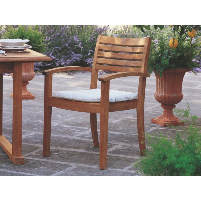 unopiù CHELSEA Stackable chair with armrests in teak wood with | without cushion
