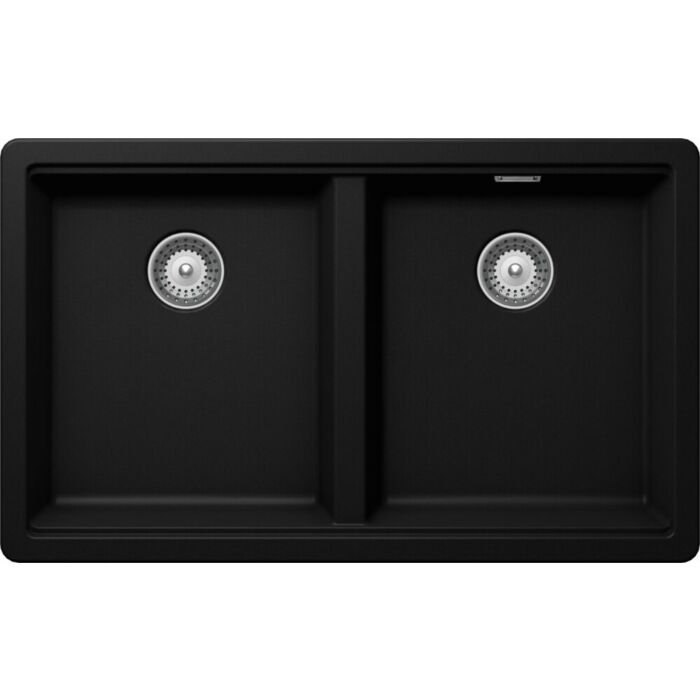 schock Galaxy N200 2-Becken-Auf-/Unterbauspüle 75 x 46 cm – reines Schwarz