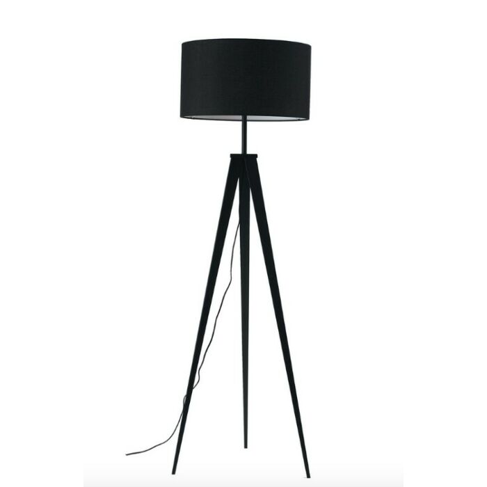 luce ambiente design I-IBIS-PT NERO Ibis Lampada da terra in metallo nero e paralume in tessuto