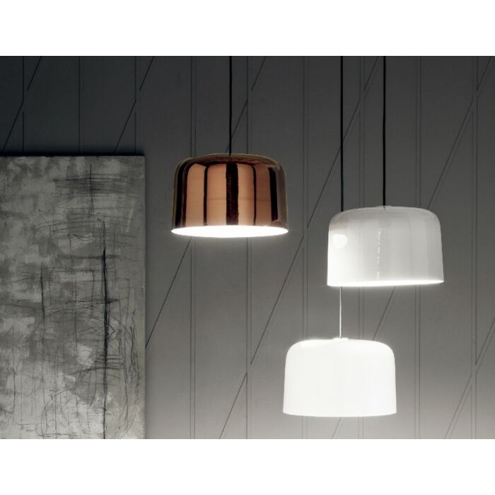 maronese acf DION TAGLIOSESSANTA Lampadario con paralume in ceramica bianco | bronzo