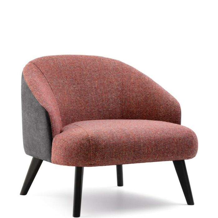 samoa DONDER Armchair with wooden frame and seat covered in fabric | faux leather | skin