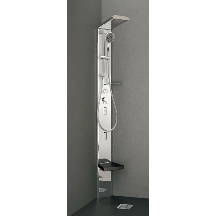 hafro Quarantacinque S/Quarantacinque S Plus Colonna doccia multifunzione ad angolo h 205/212 cm - termostatica con doccetta - alluminio brillantato