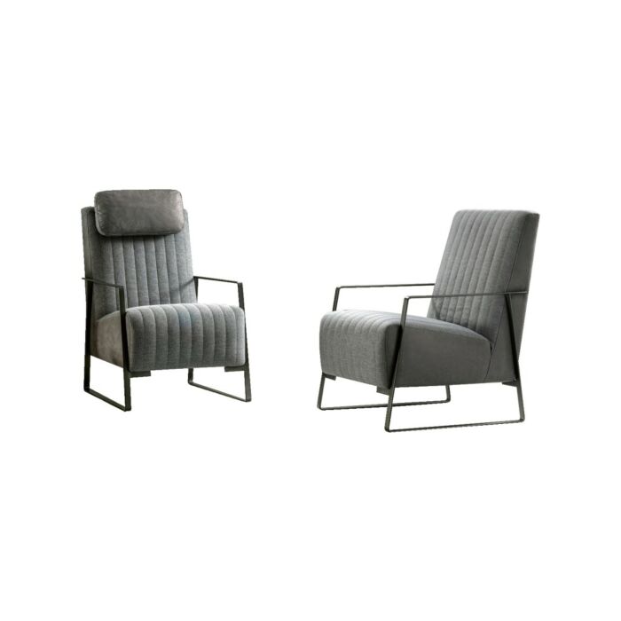 samoa ANGY Armchair with mocha brown metal frame and woven upholstered seat | faux leather | skin