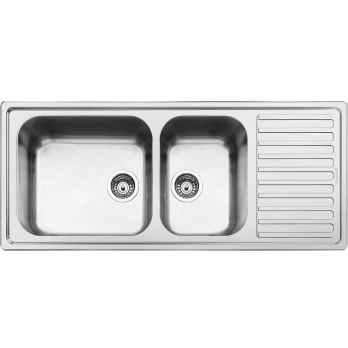 smeg LGR116-2 Alba Halbbündiges 1 1/2 Beckenspülbecken 116 x 50 mit umkehrbarem Abtropfgestell - Edelstahl