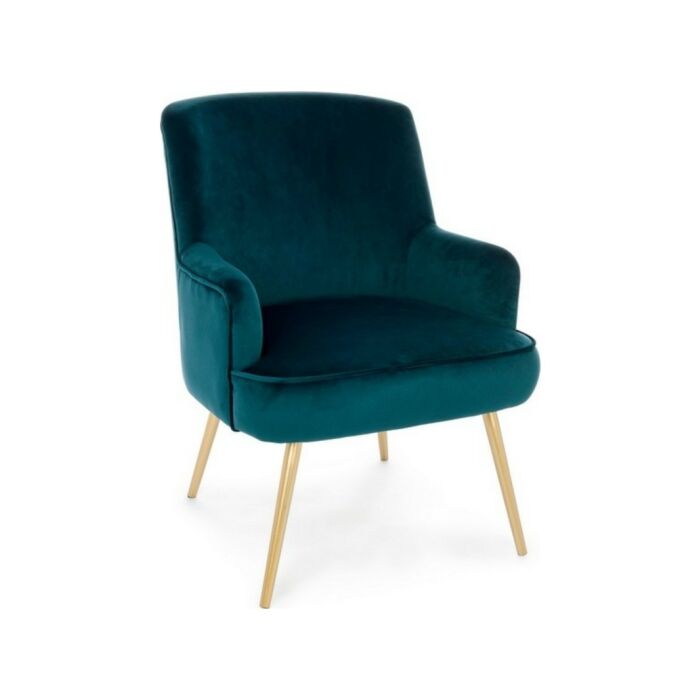 bizzotto 0743446 Clelia Poltrona con braccioli - struttura in legno con gambe in acciaio e seduta in velluto blu