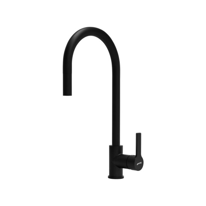 smeg design MID2MN Mélangeur de cuisine monocommande avec douche - noir mat