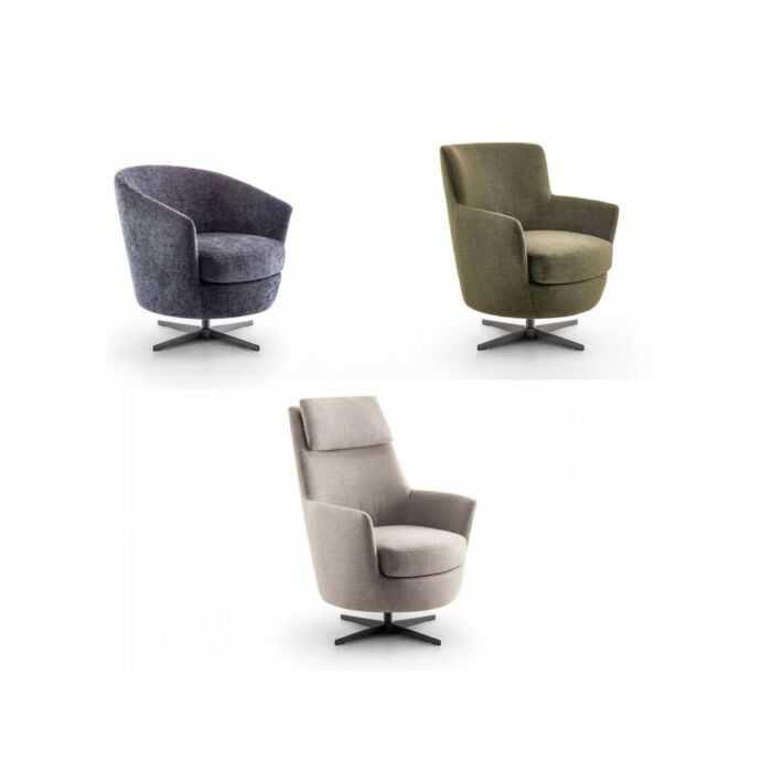 samoa MOON Fauteuil fixe | pivotant avec structure en métal et assise recouverte de tissu | faux cuir