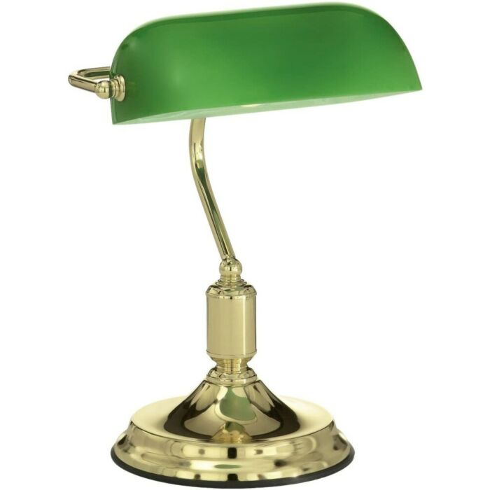 ideal lux 045030 Lawyer tl1 Table lamp with metal structure and blown glass diffuser covered with brass