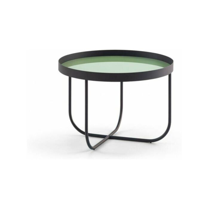 samoa RING Runder Couchtisch Ø 55 cm mit Graphitmetallstruktur und Glasplatte