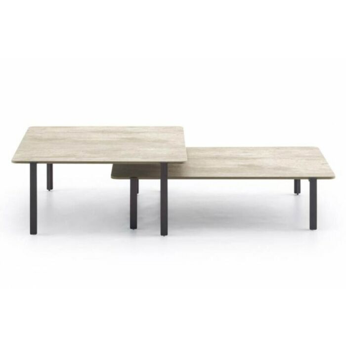 samoa SET Tavolino quadrato | rettangolare con struttura in metallo verniciato polvere e piano in HPL