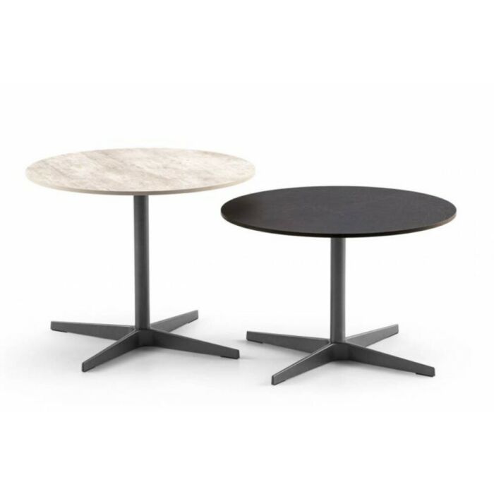 samoa LOOP Runder Couchtisch Ø 60 cm mit Struktur aus pulverbeschichtetem Metall und Platte aus HPL - 2 Größen