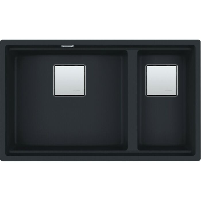 franke KNG 120 Kubus 2 1 and 1/2 bowl undermount sink 76 x 46 cm - black matt