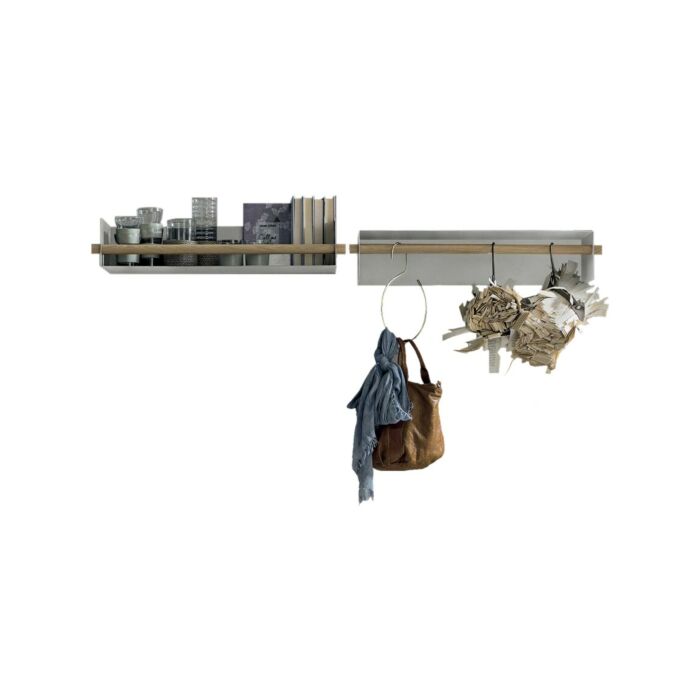 tomasella KALIKA Metal shelf with natural wood bar