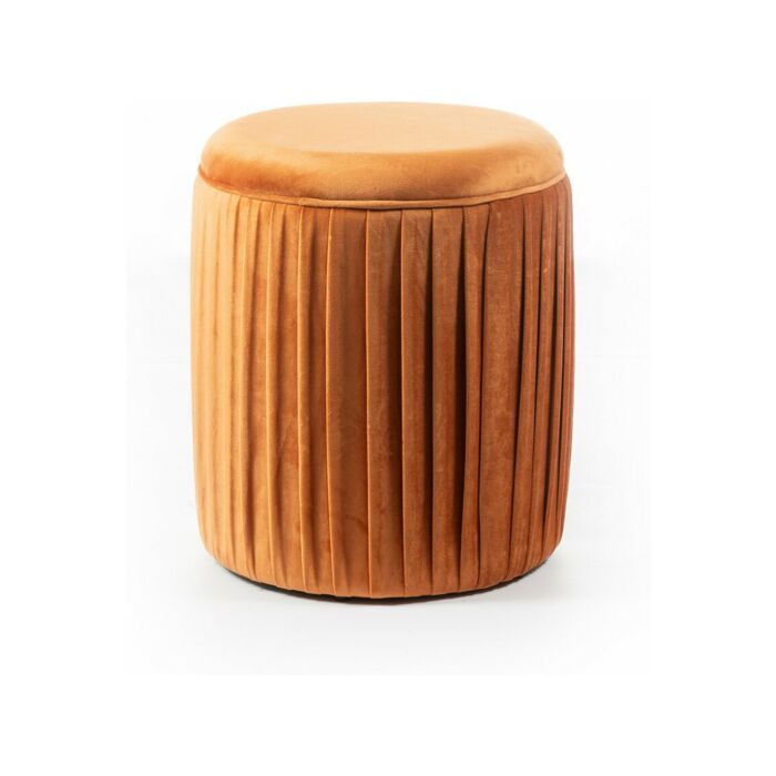 stones CO/086/AR Cora Round pouf with metal frame and seat upholstered in orange velvet