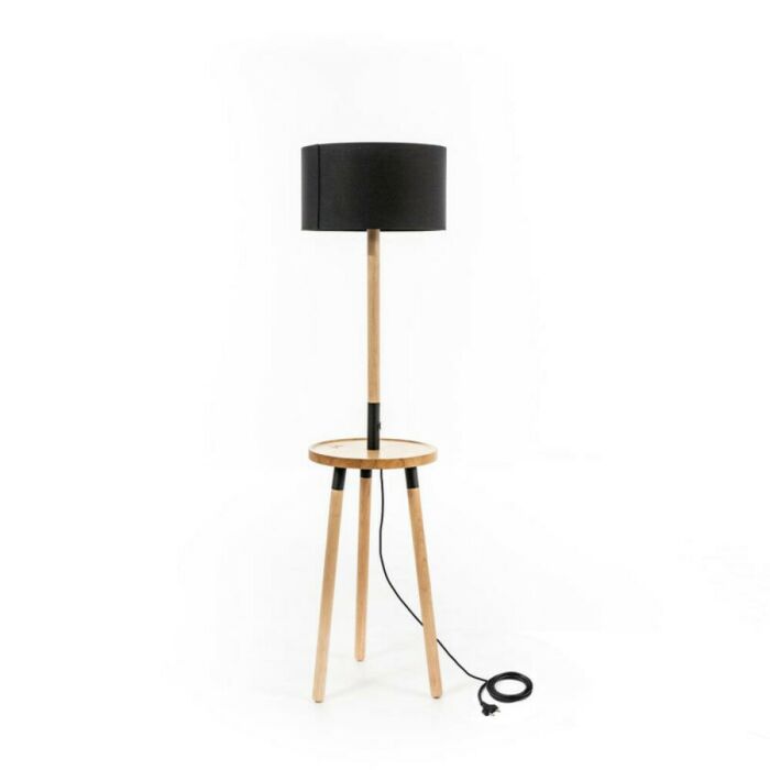 stones LA/133/N ACRUX Lampadaire avec structure en bois et abat-jour en tissu noir