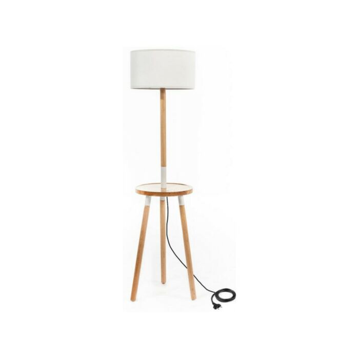 stones LA/133/B ACRUX Lampadaire avec structure en bois et abat-jour en tissu blanc