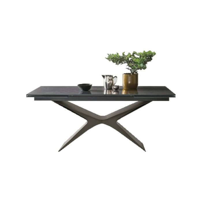 sedit BALTIK ALLUNGABILE Extendable rectangular table | oval - painted metal frame with textured top | glass | ceramic