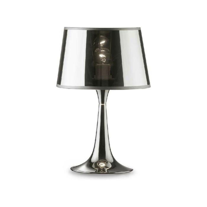 ideal lux 032368 LONDON SMALL Chrome metal table lamp with chrome pvc lampshade