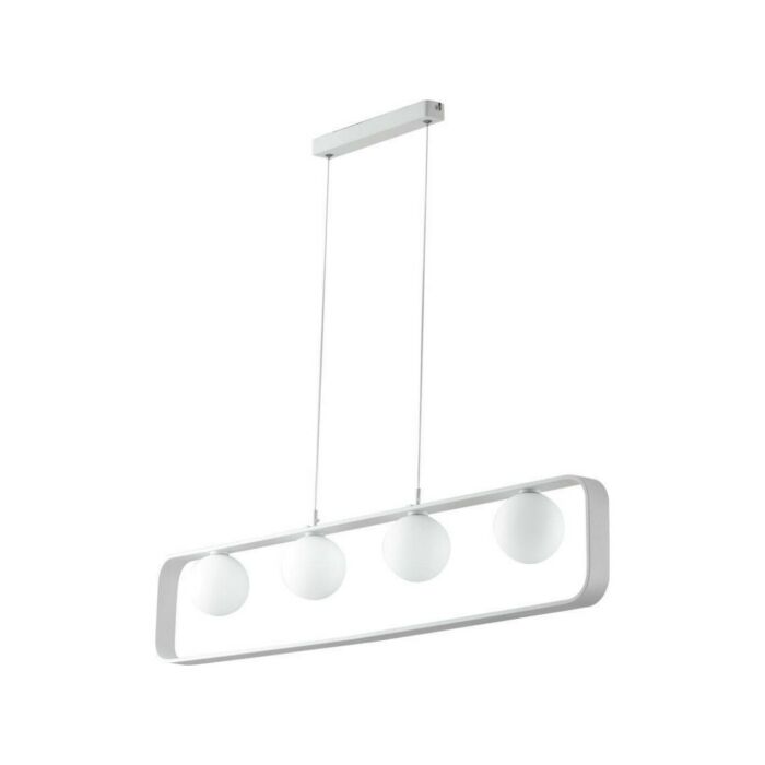 luce ambiente design I-ROXY-S4 Roxy White aluminum chandelier with four white glass diffusers